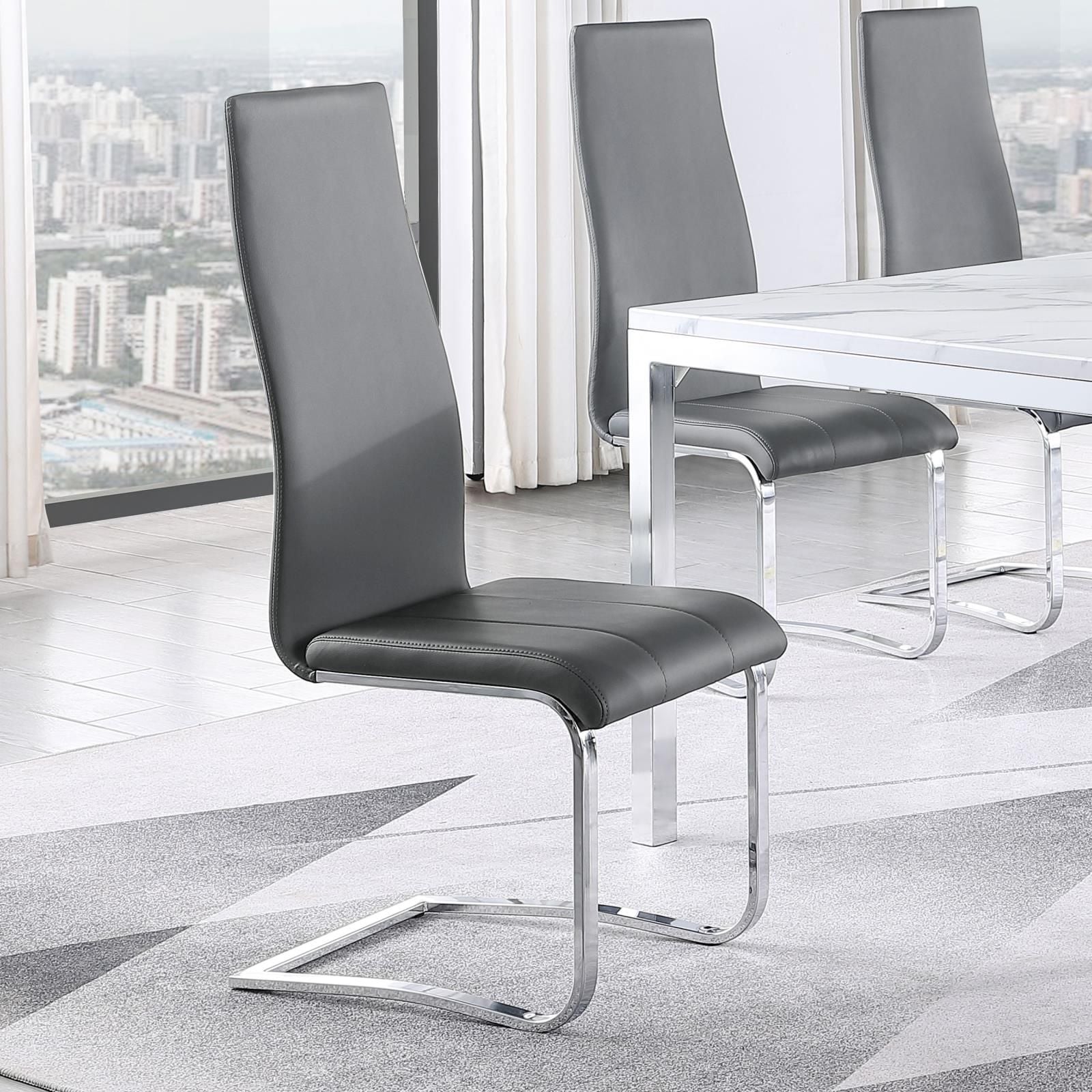 Grey and Chrome High Back Side Chairs (Set of 4)
