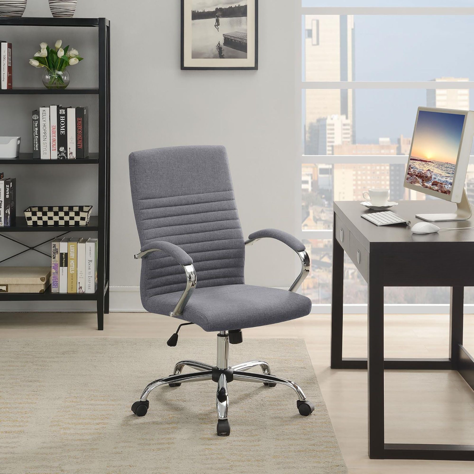 Grey and Chrome Adjustable Desk Chair