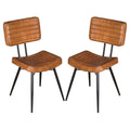 Camel and Black Tufted Side Chairs (Set of 2)