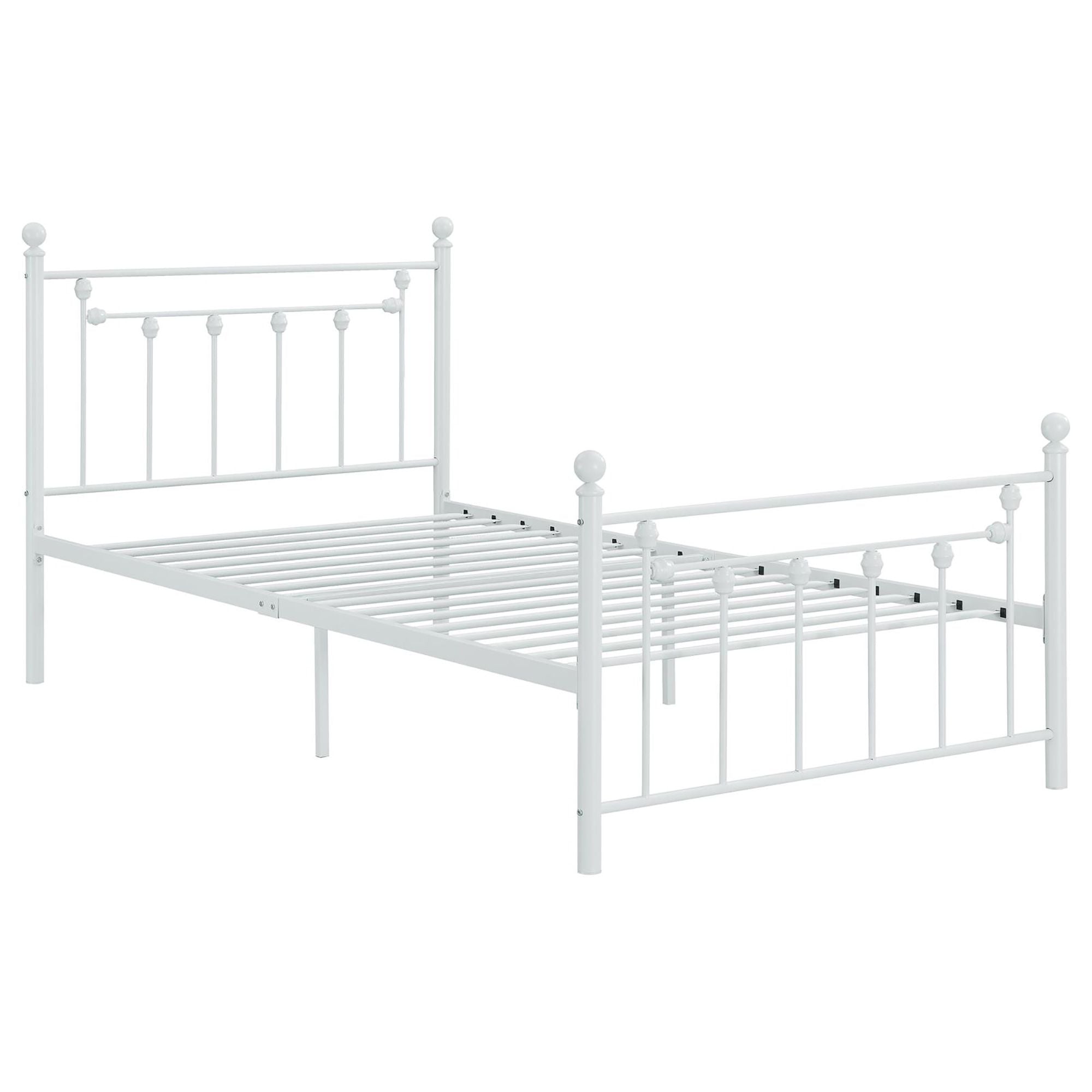 Matte White Slatted Twin Platform Bed
