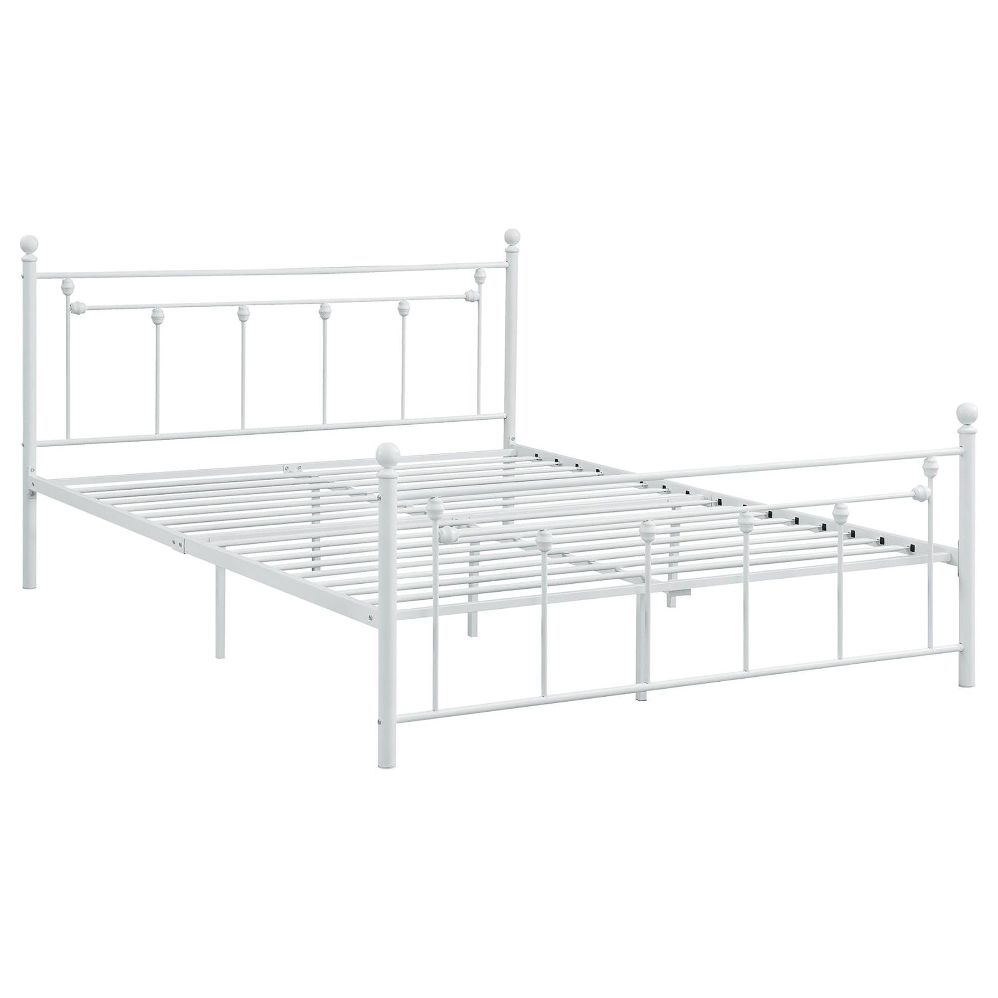 Matte White Slatted Full Platform Bed