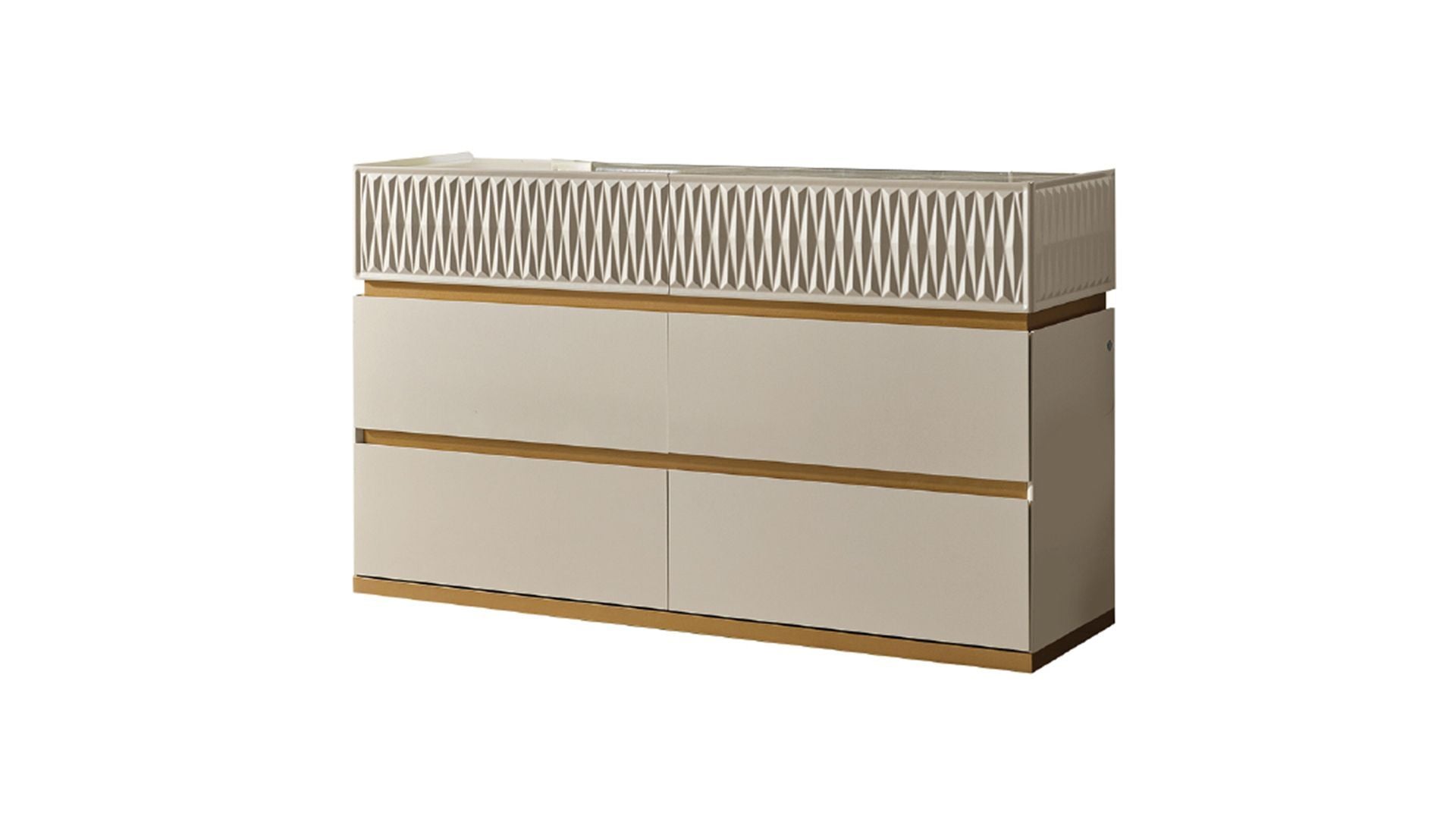 Modern Style 6- Drawer Dresser Made with Wood in Beige