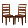 Set of 2 Wooden Dining Chairs in Tobacco Oak Finish