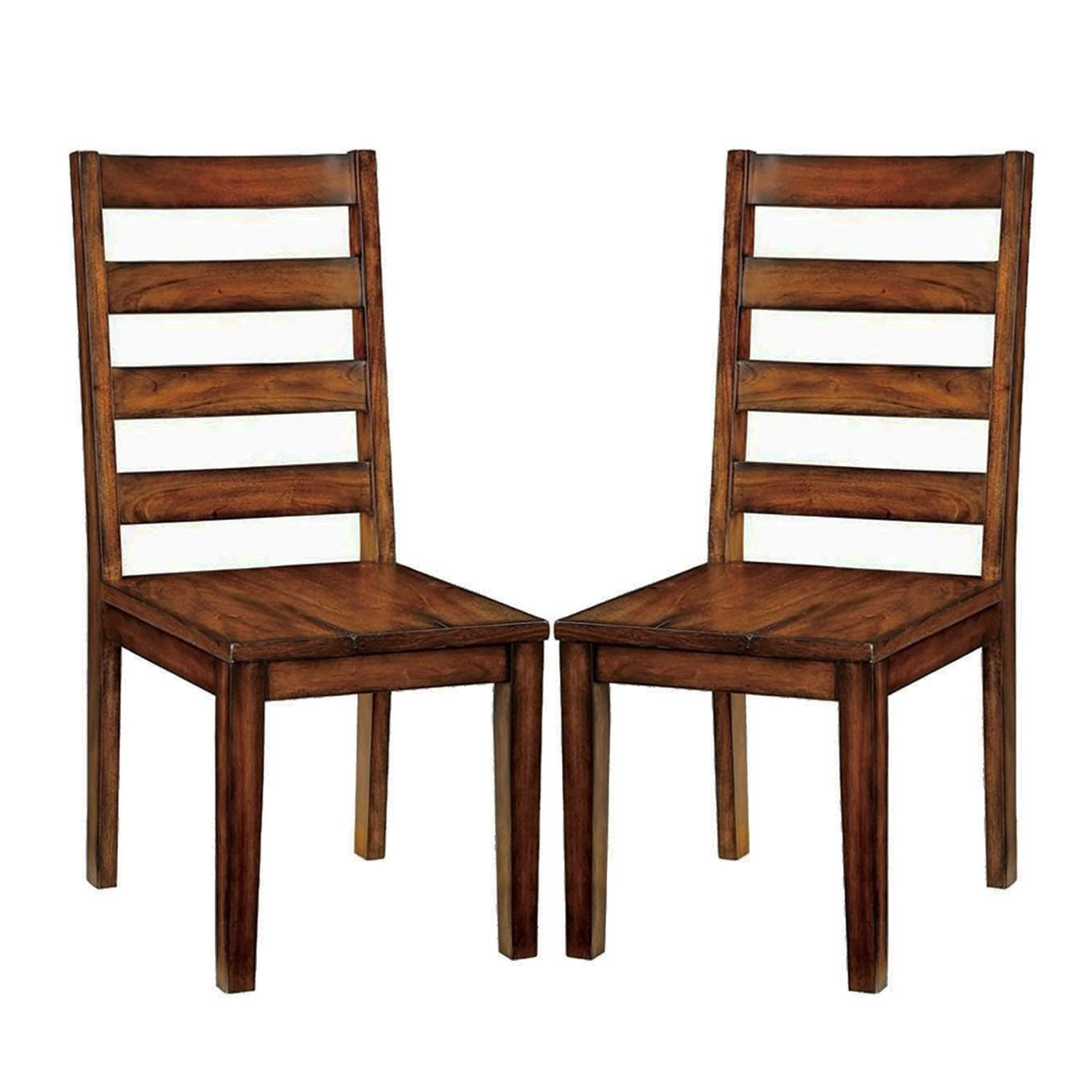Set of 2 Wooden Dining Chairs in Tobacco Oak Finish