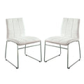 Set of 2 Leatherette Upholstered Side Chairs in White and Chrome