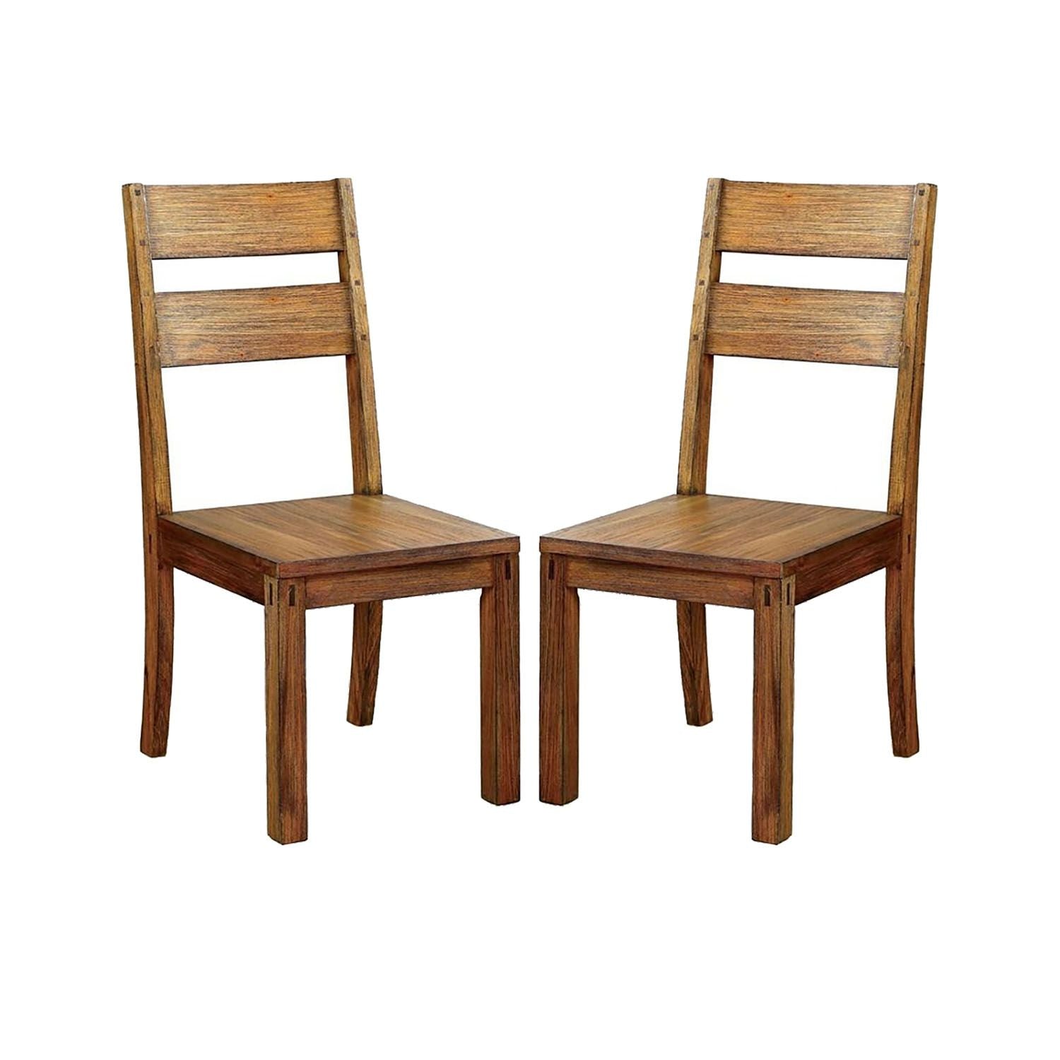 Set of 2 Wooden Side Chairs in Dark Oak Finish