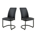 Set of 2 Padded Black Leatherette Side Chairs in Dark Gray and Black Finish