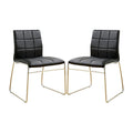 Set of 2 Leatherette Upholstered Side Chairs in Black and Chrome