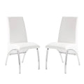 Set of 2 Padded Leatherette Side Chairs in White and Chrome