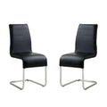 Set of 2 Padded Leatherette Side Chiars in Black and Chrome