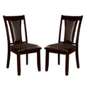 Set of 2 Padded Espresso Leatherette Side Chairs in Dark Cherry Finish