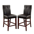 Set of 2 Padded Leatherette Counter Height Chairs in Brown Cherry and Black