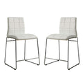 Set of 2 Leatherette Upholstered Counter Hight Chairs in White and Chrome