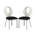 Set of 2 Microfiber and Metal Side Chairs in Silver and Black Finish