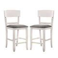 Set of 2 Fabric Padded Counter Height Chairs in White And Gray