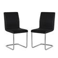 Set of 2 Padded Leatherette Side Chairs with L-Shape Leg in Black and Chrome
