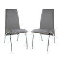 Set of 2 Padded Gray Leatherette Side Chairs in Chrome