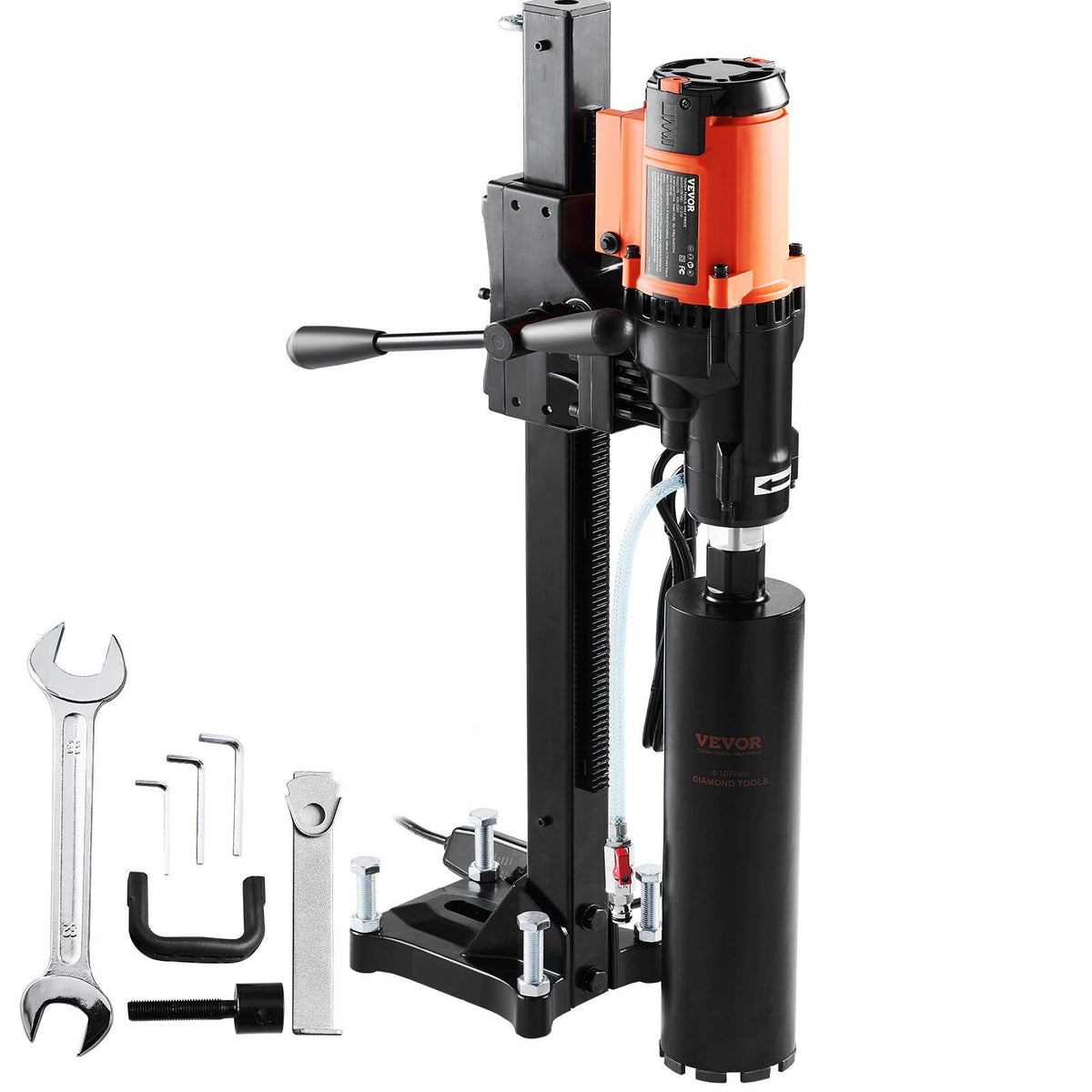 VEVOR Diamond Core Drilling Machine, 8in Wet&Dry Concrete Core Drill Rig with Stand, 750RPM Speed & 1-1/4 5/8 Thread & Lifting H