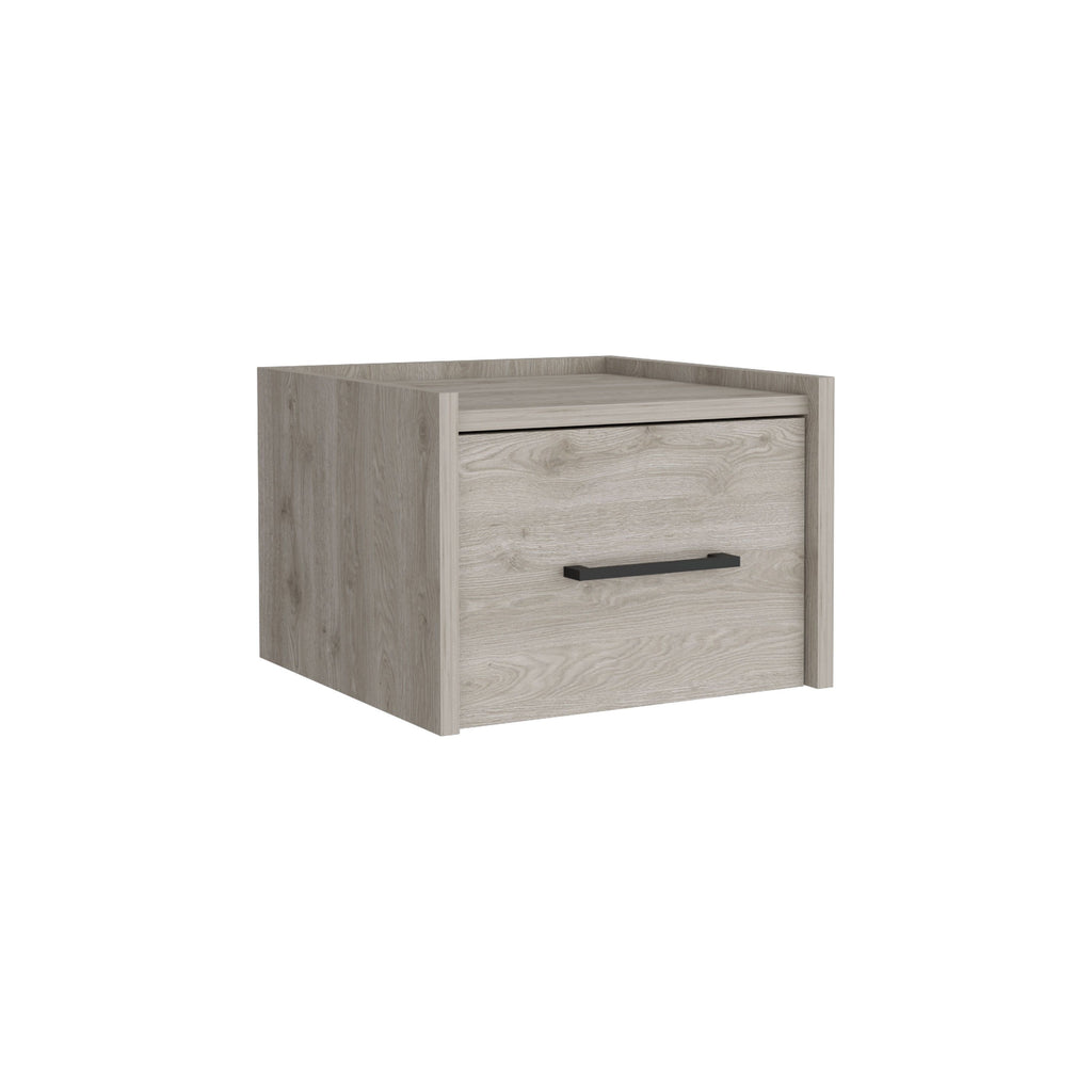 Depot E-Shop Yorktown Floating Nightstand, Space-Saving Design With Handy Drawer And Surface, Light Gray
