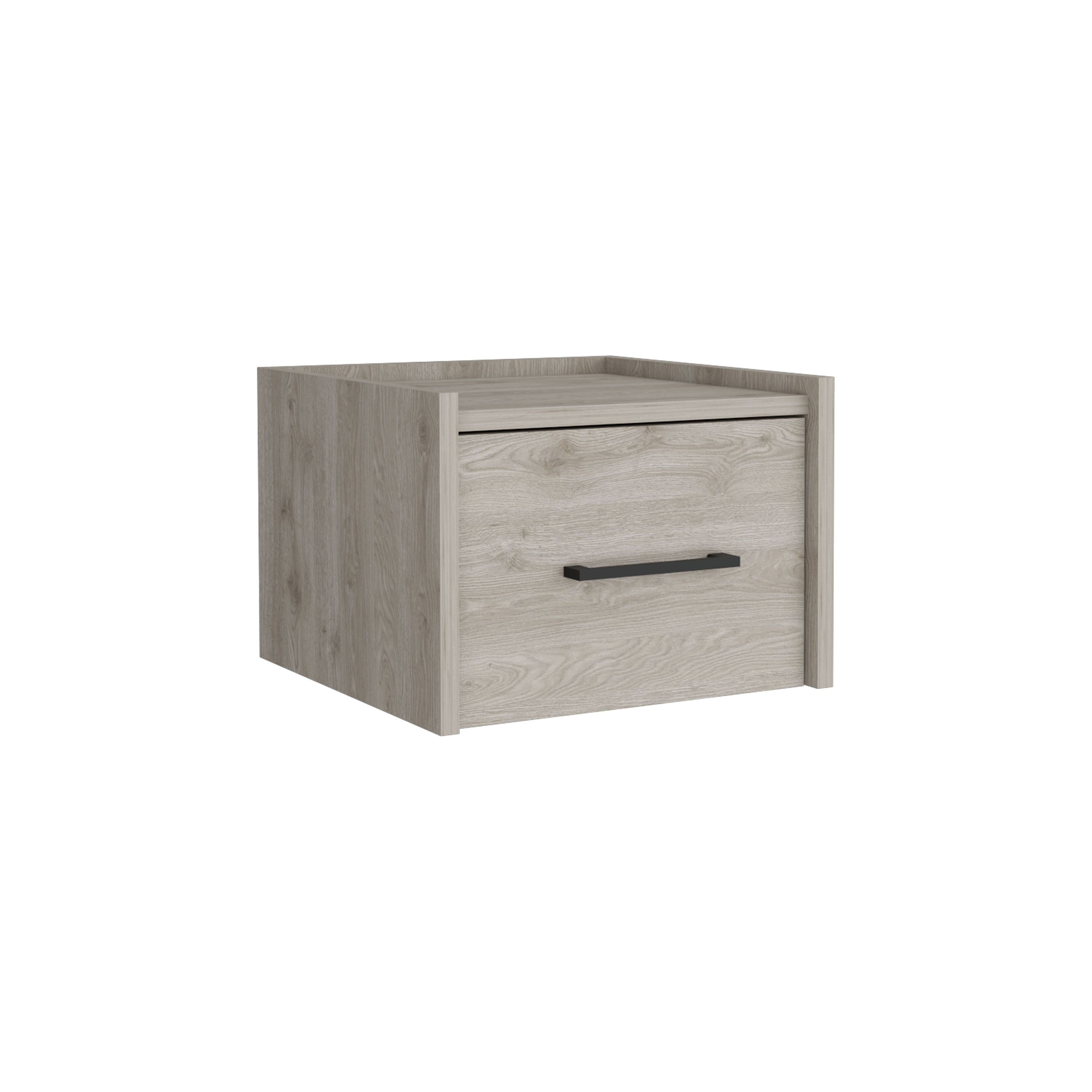 Depot E-Shop Yorktown Floating Nightstand, Space-Saving Design With Handy Drawer And Surface, Light Gray