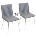 Mason Contemporary Dining/Accent Chair with Swivel in Stainless Steel, Walnut Wood, and Grey Faux Leather by LumiSource - Set of