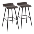 Ale 30 Contemporary Fixed-Height Bar Stool in Black Steel and Espresso Faux Leather by LumiSource - Set of 2