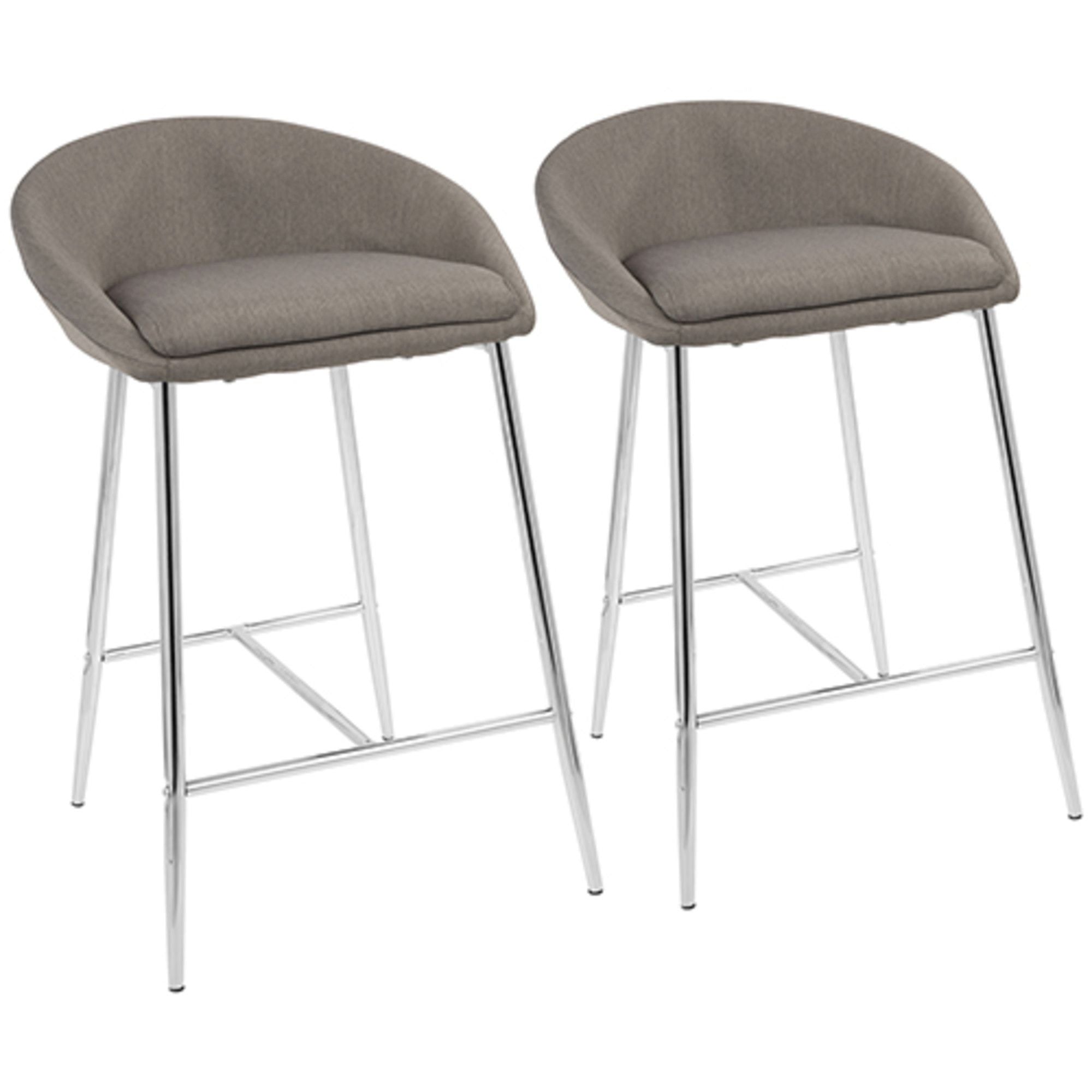 Matisse Glam 26 Counter Stool with Chrome Frame and Grey Fabric by LumiSource - Set of 2