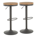 Dakota Industrial Adjustable Barstool in Grey Metal and Wood-pressed Grain Bamboo by LumiSource - Set of 2