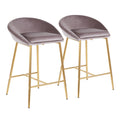 Matisse Glam 26 Counter Stool with Gold Frame and Silver Velvet by LumiSource - Set of 2