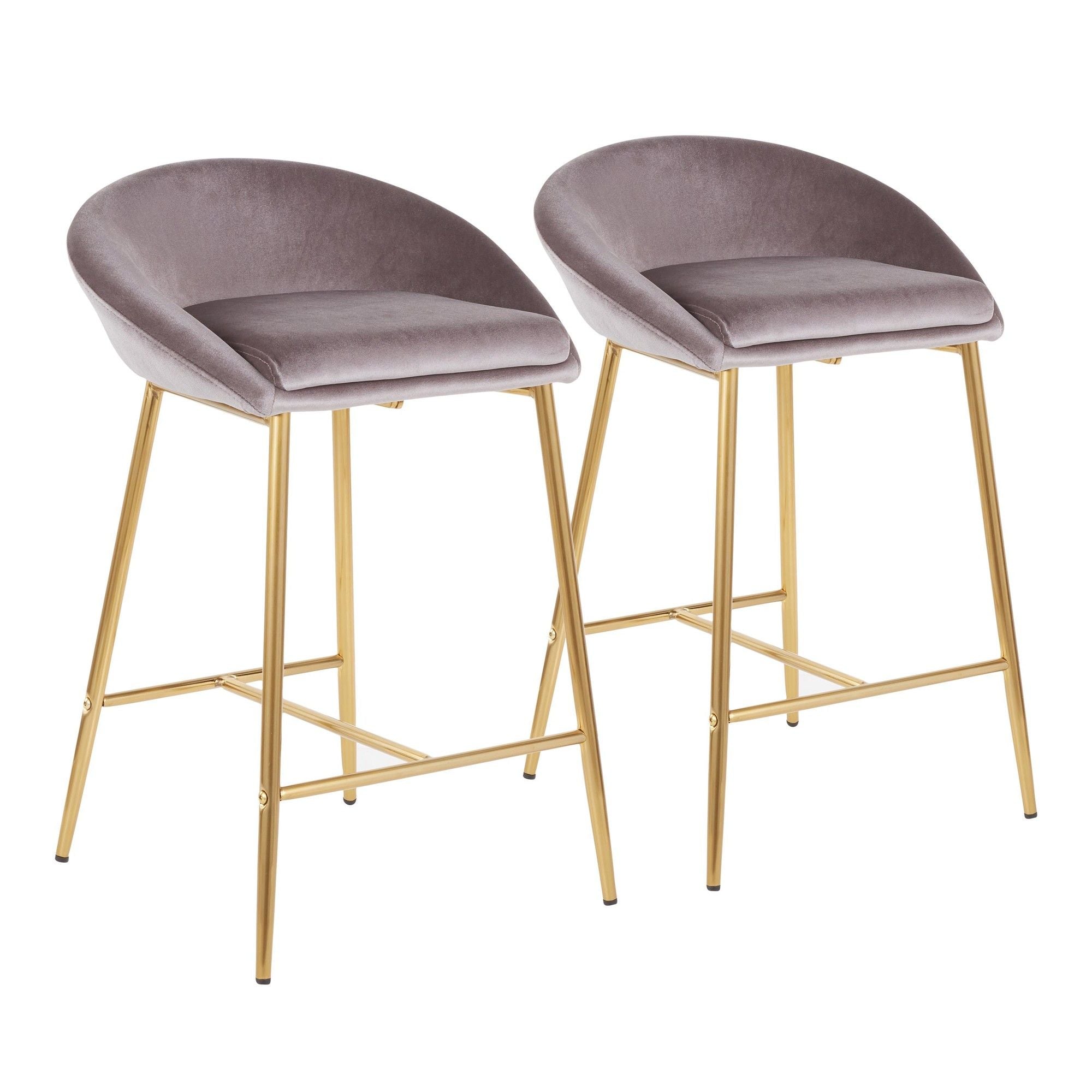 Matisse Glam 26 Counter Stool with Gold Frame and Silver Velvet by LumiSource - Set of 2