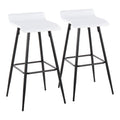 Ale 30 Contemporary Fixed-Height Bar Stool in Black Steel and White Faux Leather by LumiSource - Set of 2