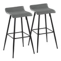 Ale 30 Contemporary Fixed-Height Bar Stool in Black Steel and Grey Faux Leather by LumiSource - Set of 2