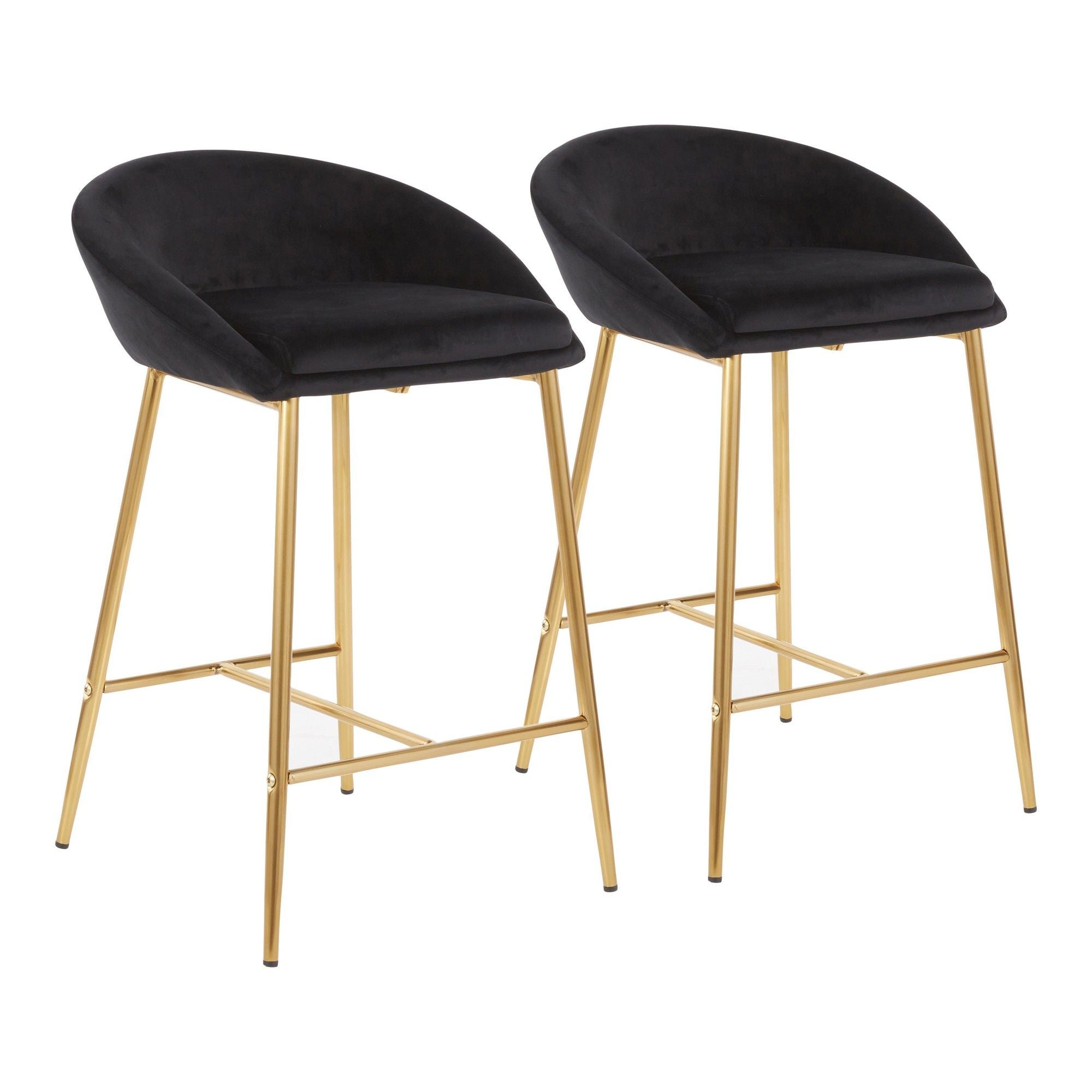 Matisse Glam 26 Counter Stool with Gold Frame and Black Velvet by LumiSource - Set of 2
