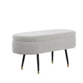 Harvey Contemporary Storage Bench in Black Metal and Light Grey Fabric with Gold Metal Accent by LumiSource