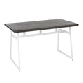 Geo Industrial Dining Table in Vintage White Metal and Espresso Wood-Pressed Grain Bamboo by LumiSource