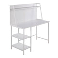 Geo Shelf Contemporary Desk in White Steel and White Wood by LumiSource