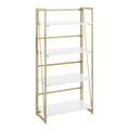 Folia Contemporary Bookcase in Gold Metal and White Wood by LumiSource