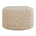 Braided Round 24 Ottoman in Cream Velvet by LumiSource