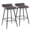 Ale 26 Contemporary Fixed Height Counter Stool in Black Steel and Espresso Faux Leather by LumiSource - Set of 2