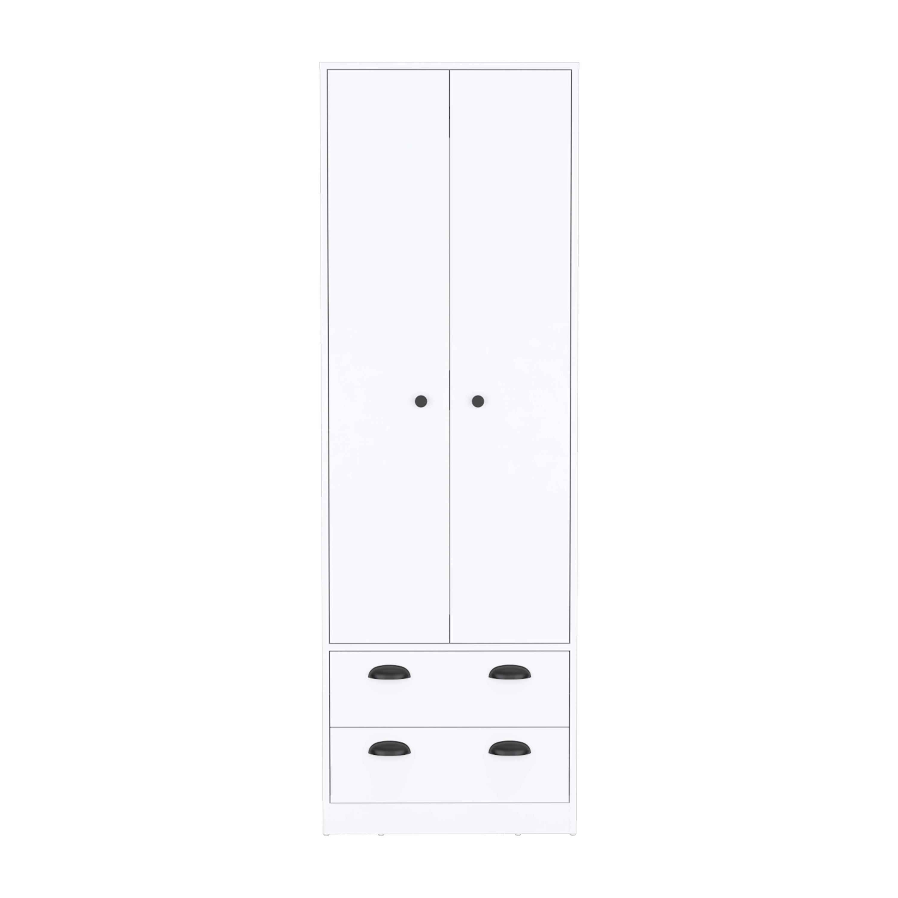 Armoire 70&quot; H With 2-Drawers And 2-Doors, White