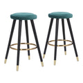 Cavalier Glam Counter Stool in Black Wood and Green Velvet with Gold Accent by LumiSource - Set of 2