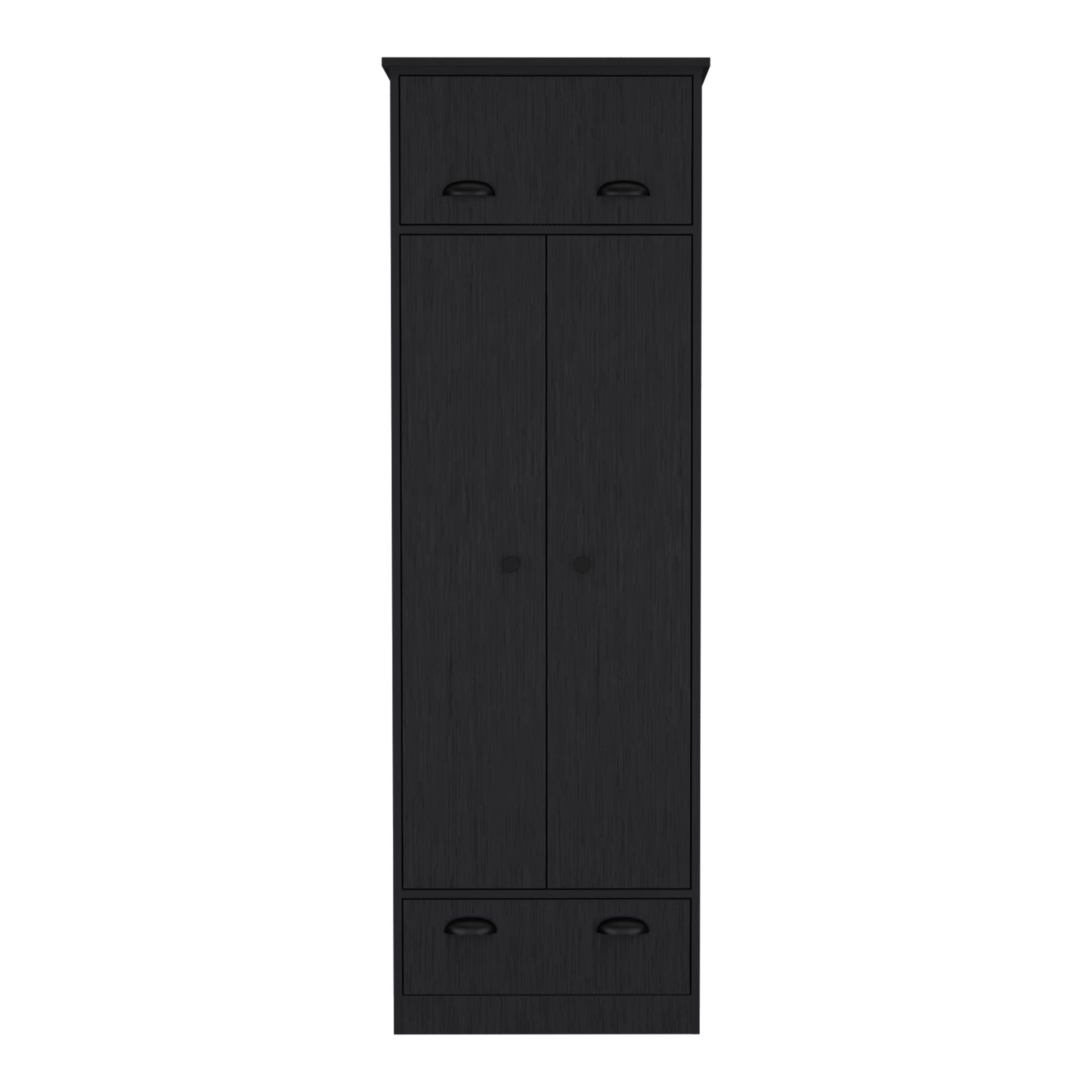 Depot E-Shop Tifton Armoire With Hinged Drawer, 2-Doors And 1-Drawer, Black