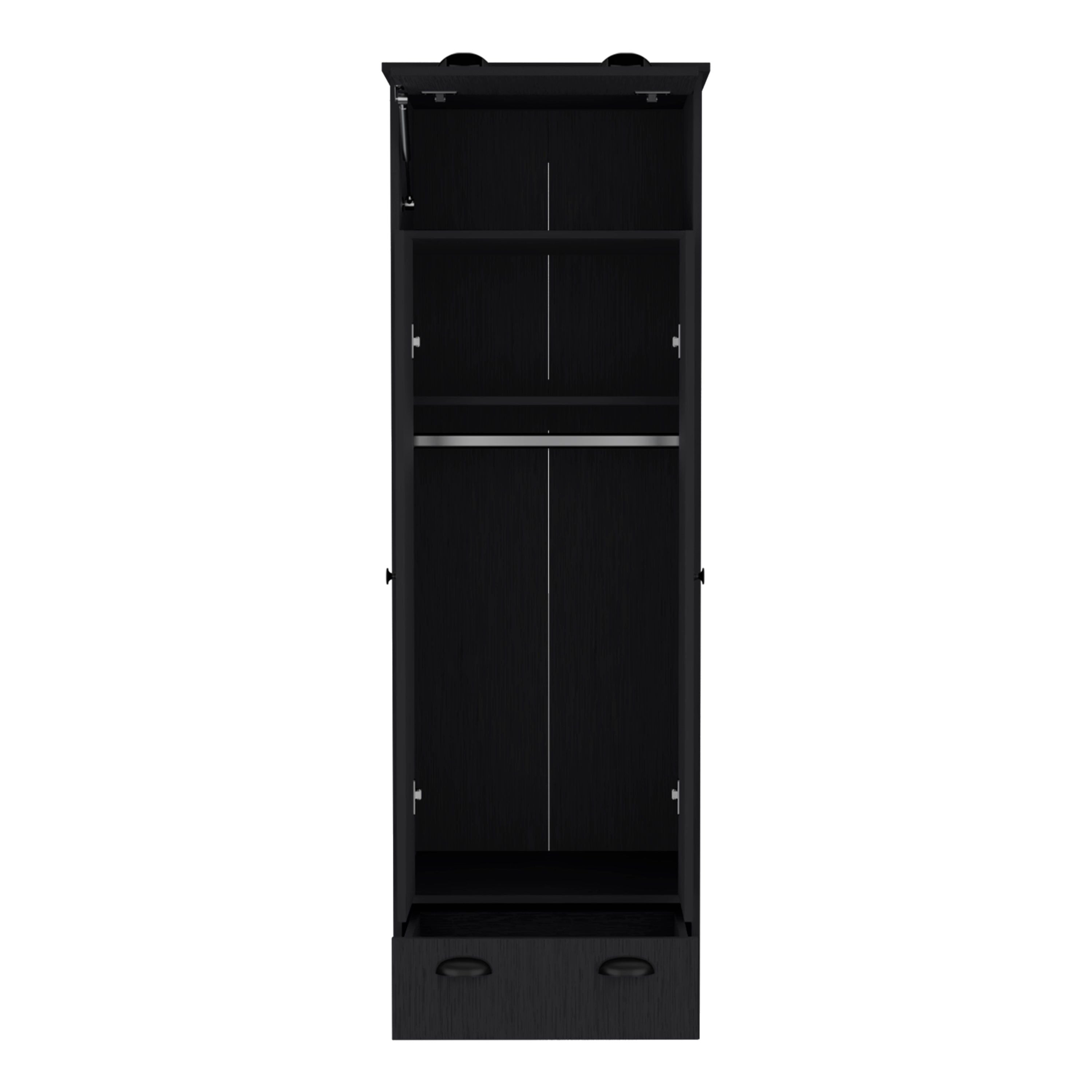Depot E-Shop Tifton Armoire With Hinged Drawer, 2-Doors And 1-Drawer, Black