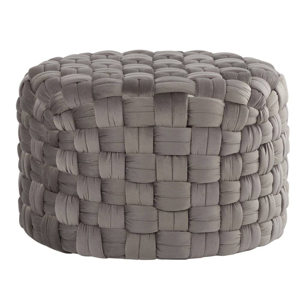 Braided Round 24 Ottoman in Dark Grey Velvet by LumiSource