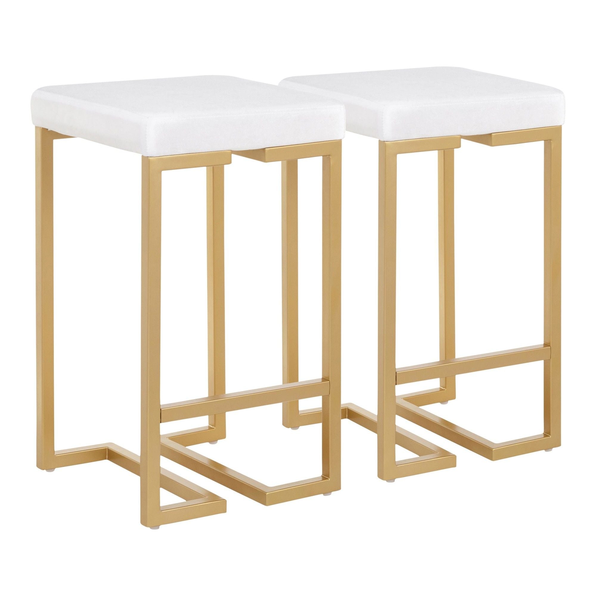 Midas 26 Contemporary-glam Counter Stool in Gold with White Velvet Cushion by LumiSource - Set of 2
