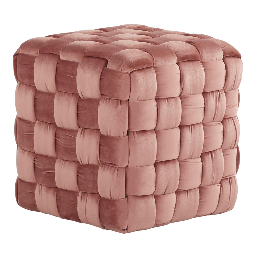 Square Braided 16 Ottoman in Blush Pink Velvet by LumiSource