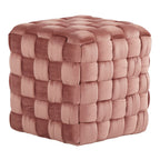 Square Braided 16 Ottoman in Blush Pink Velvet by LumiSource