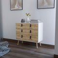 White and Macadamia 3-Drawer Dresser