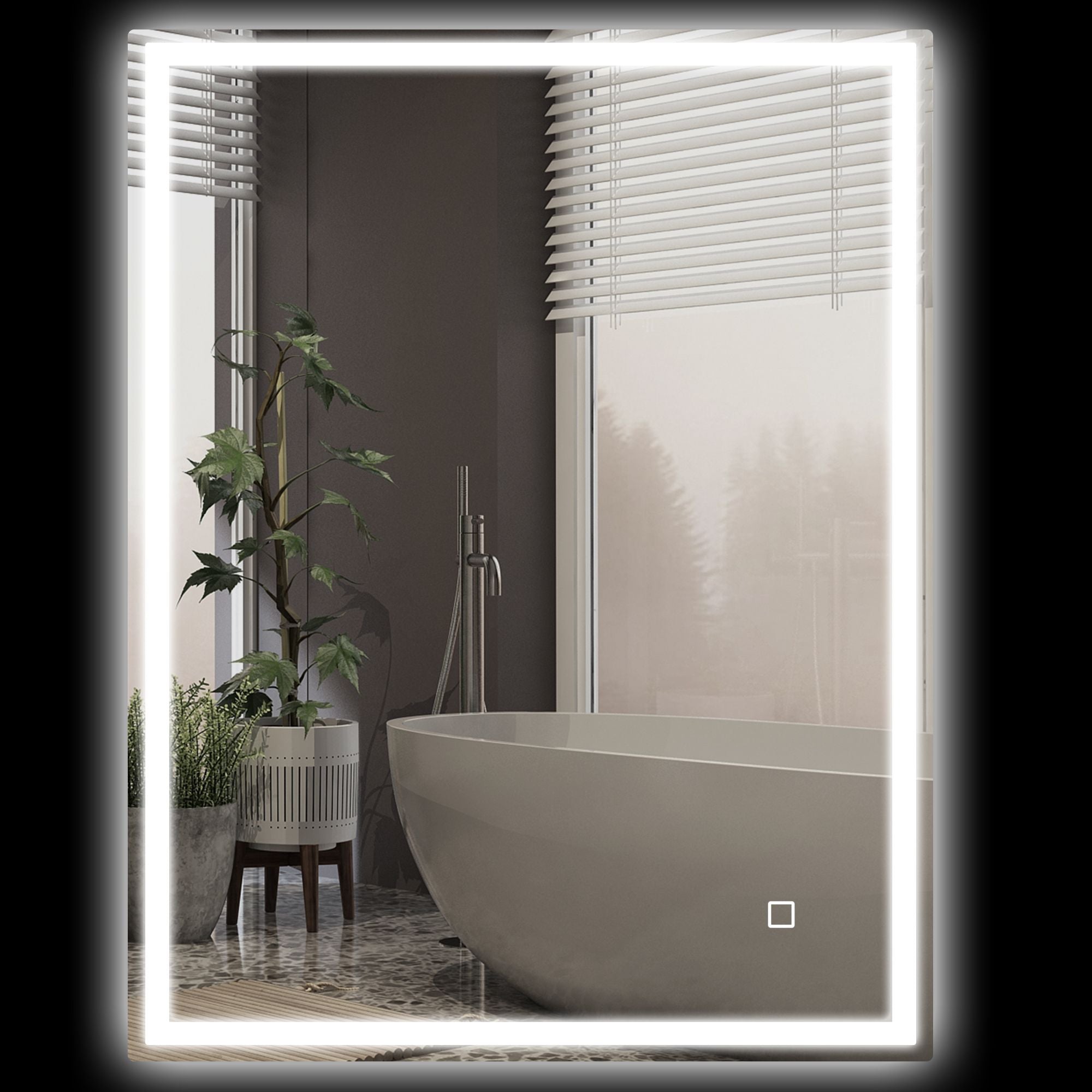 HOMCOM 36 x 28 Dimmable Bathroom Mirror with Lights, 3 Colors & Defogging