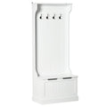 HOMCOM Hall Tree with Coat Rack, Storage and Sitting Bench, White
